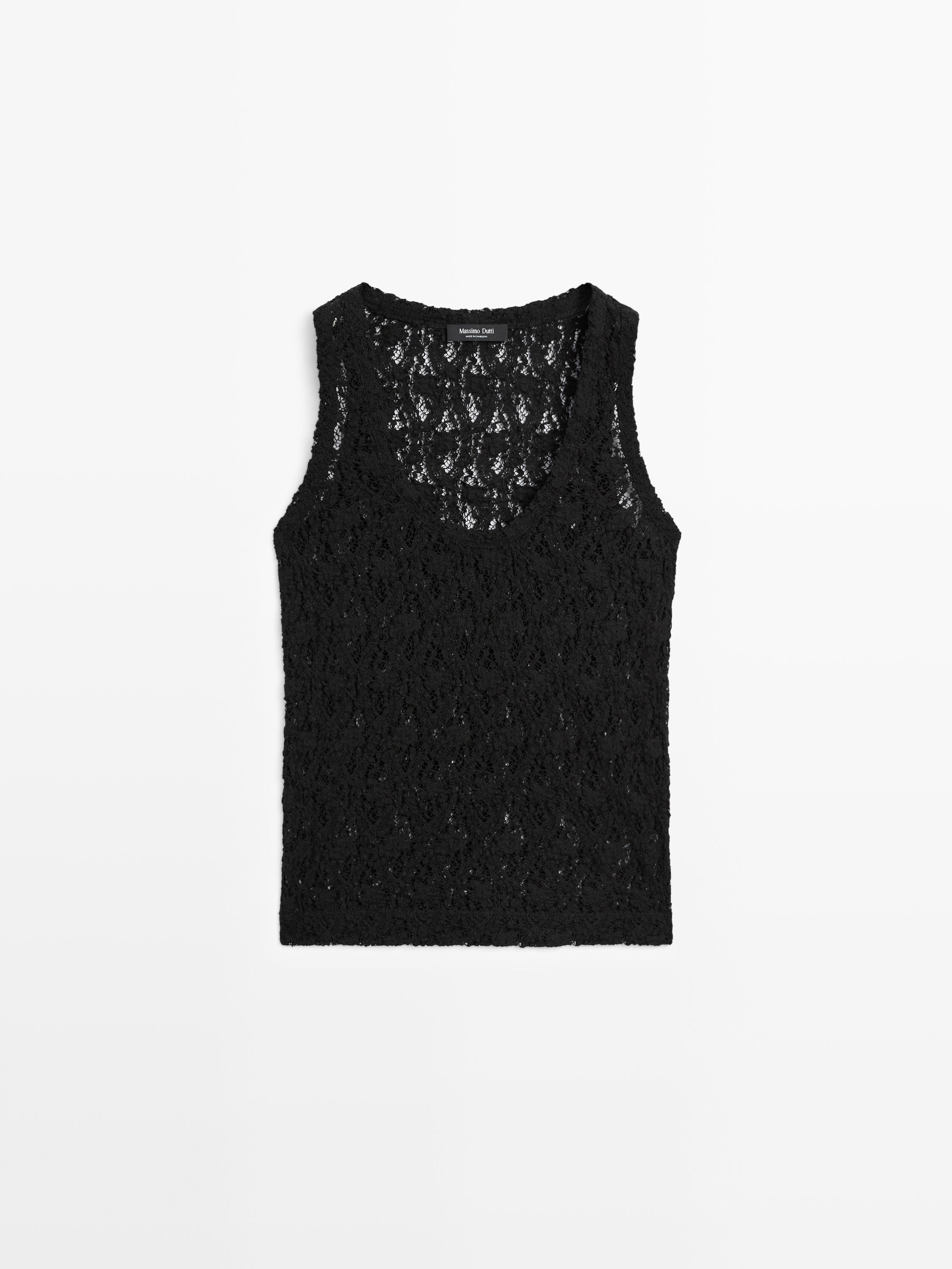 Round neck lace top